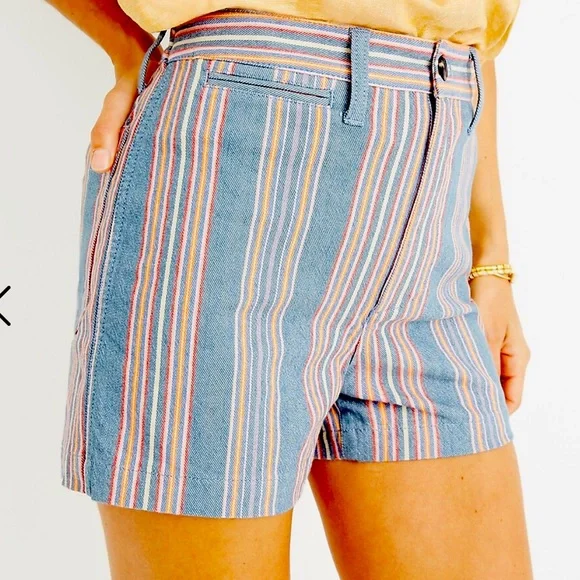 MADEWELL Emmett Shorts in Rainbow Stripe Size 24 soft denim High waisted. - Picture 15 of 15